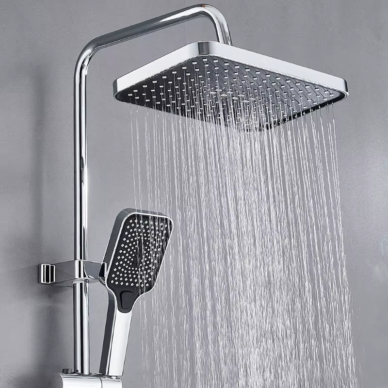Bagnolux Single Rain Shower Faucet Set Polished Chrome Bathroom Accessory for Hotels Ceramic Soft OEM System Metered Faucets — image 4