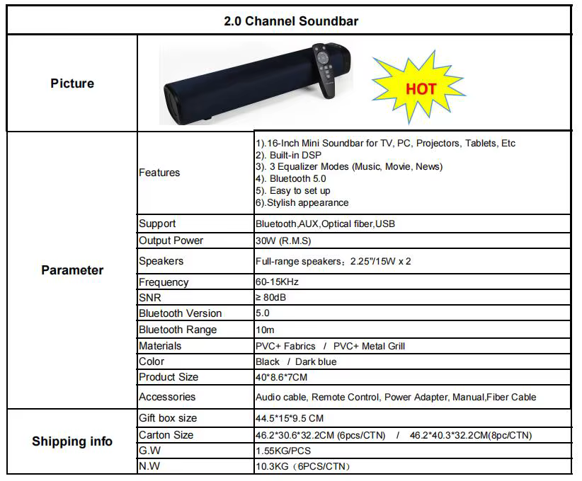 High Quality 16 Inch Mini for Bluetooth Soundbar Speaker for Home Theater System Premium Sound Bars — image 3