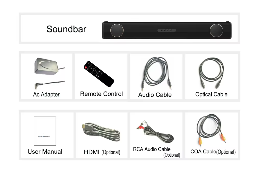 2.1 Channel Soundbar Bluetooth Speaker Built in Subwoofer Home Theater System Barra De Som Sound Bar — image 3