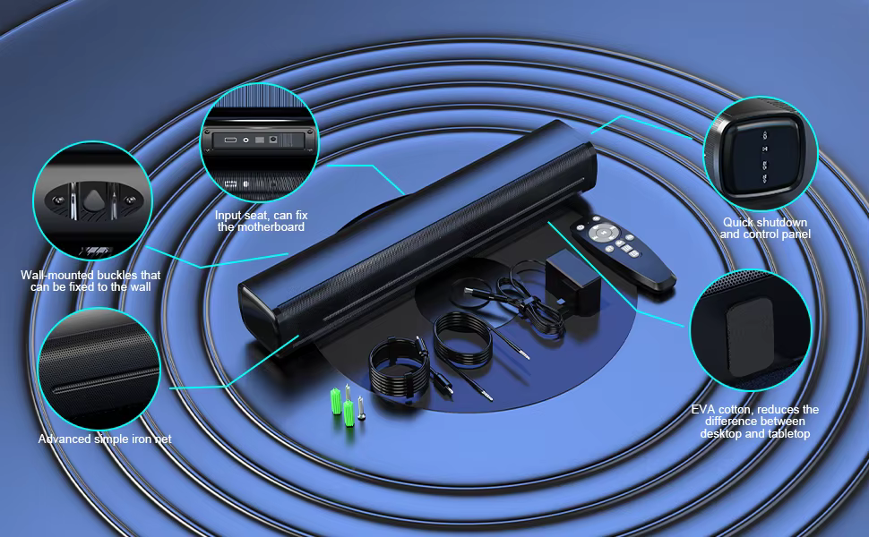 Wireless/BT for Bluetooth Soundbar for Home Theater TV Speaker Soundbar with ARC/OPT/Remote Control — image 3