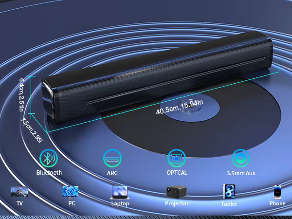 Wireless/BT for Bluetooth Soundbar for Home Theater TV Speaker Soundbar with ARC/OPT/Remote Control — image 4