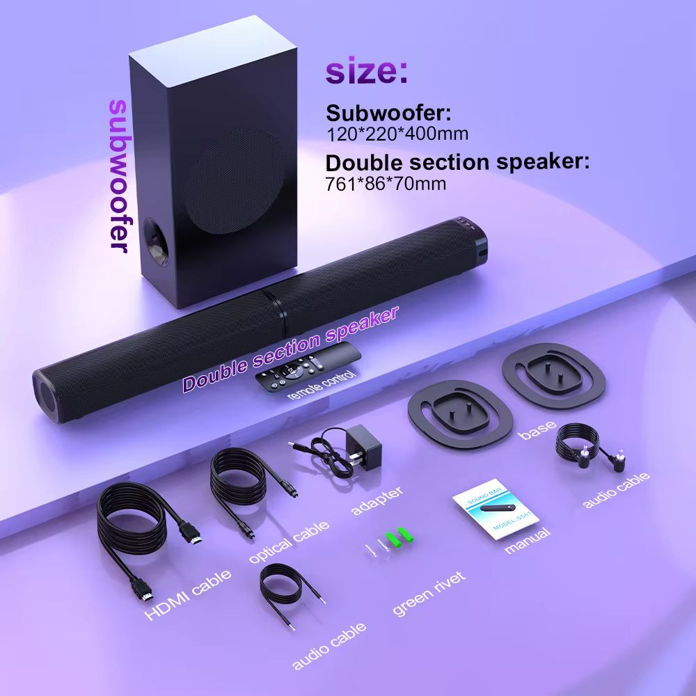 Soundbars with Built in Subwoofers  2.1 Soundbar for Television Dual-segment Speakers Split Type Sound bar — image 3
