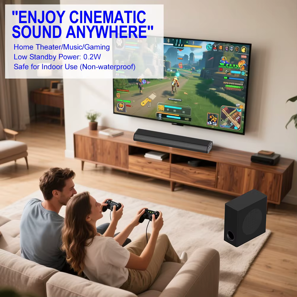 Sound bar with Subwoofer Powerful Multiple Connectivity  Metallic Mesh HiFi Home Theater System Soundbar — image 6