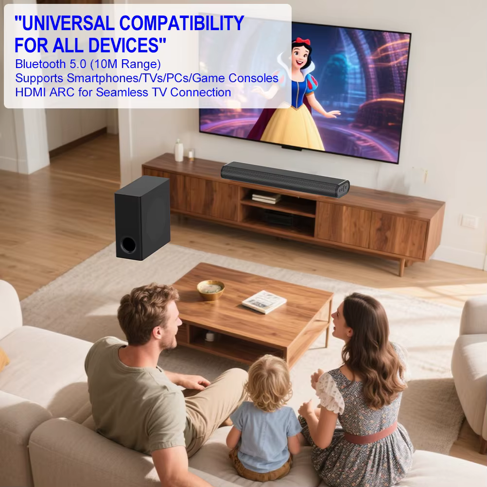 Home Theater System  with Subwoofer Passive Remote Control Switches Solar bluetooth Speaker Sound bar — image 4