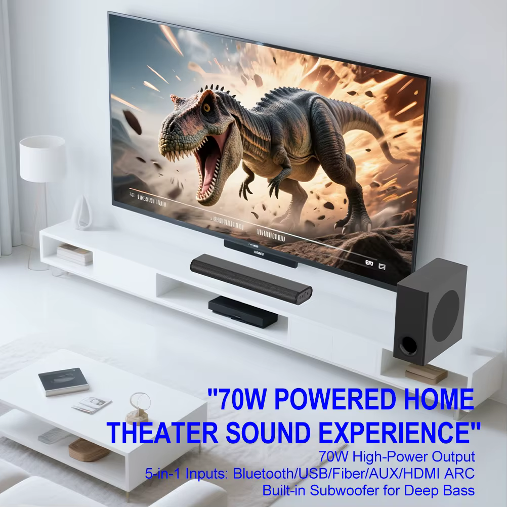 Home Theater System  with Subwoofer Passive Remote Control Switches Solar bluetooth Speaker Sound bar — image 5