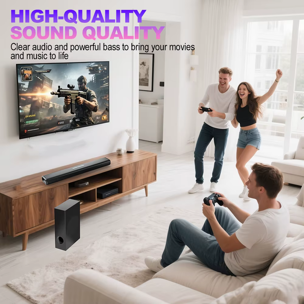 Powerful 100W 2.1 Channel Bluetooth Sound Bar with Subwoofer USB Optical for Living Room Video Conference Use — image 5