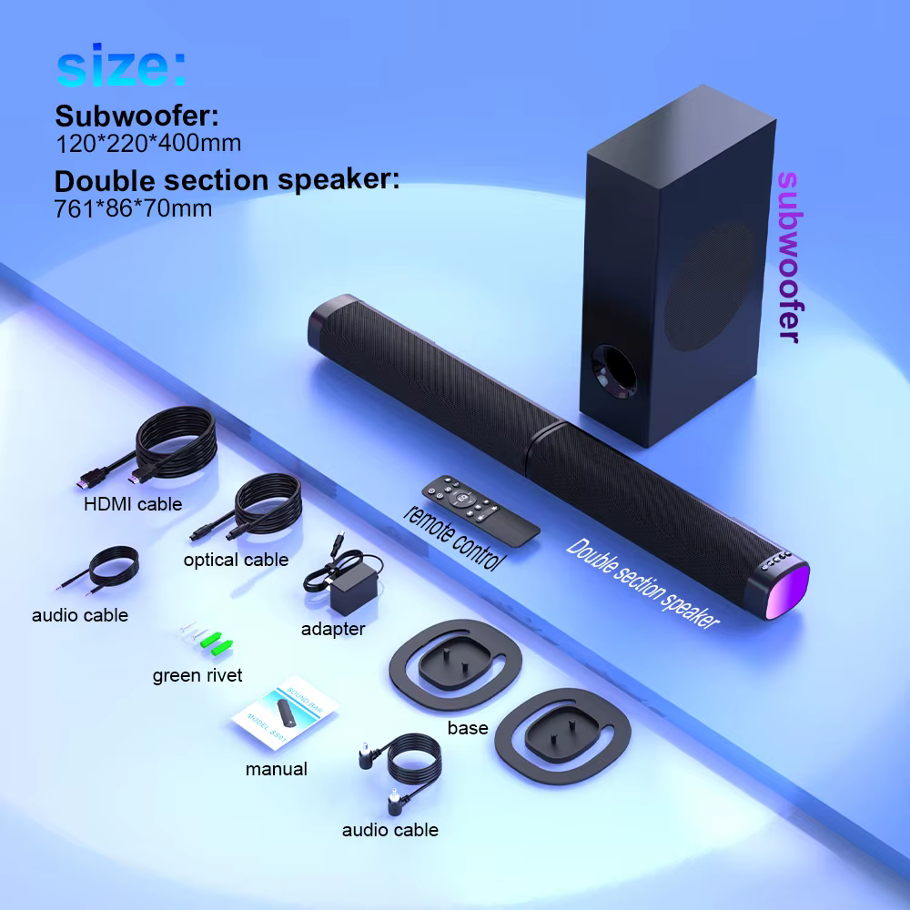 Wireless 2.1 Home Theater Sound System for Bluetooth USB Aux Functions Without Subwoofer for Theatre Music Remote Control — image 5