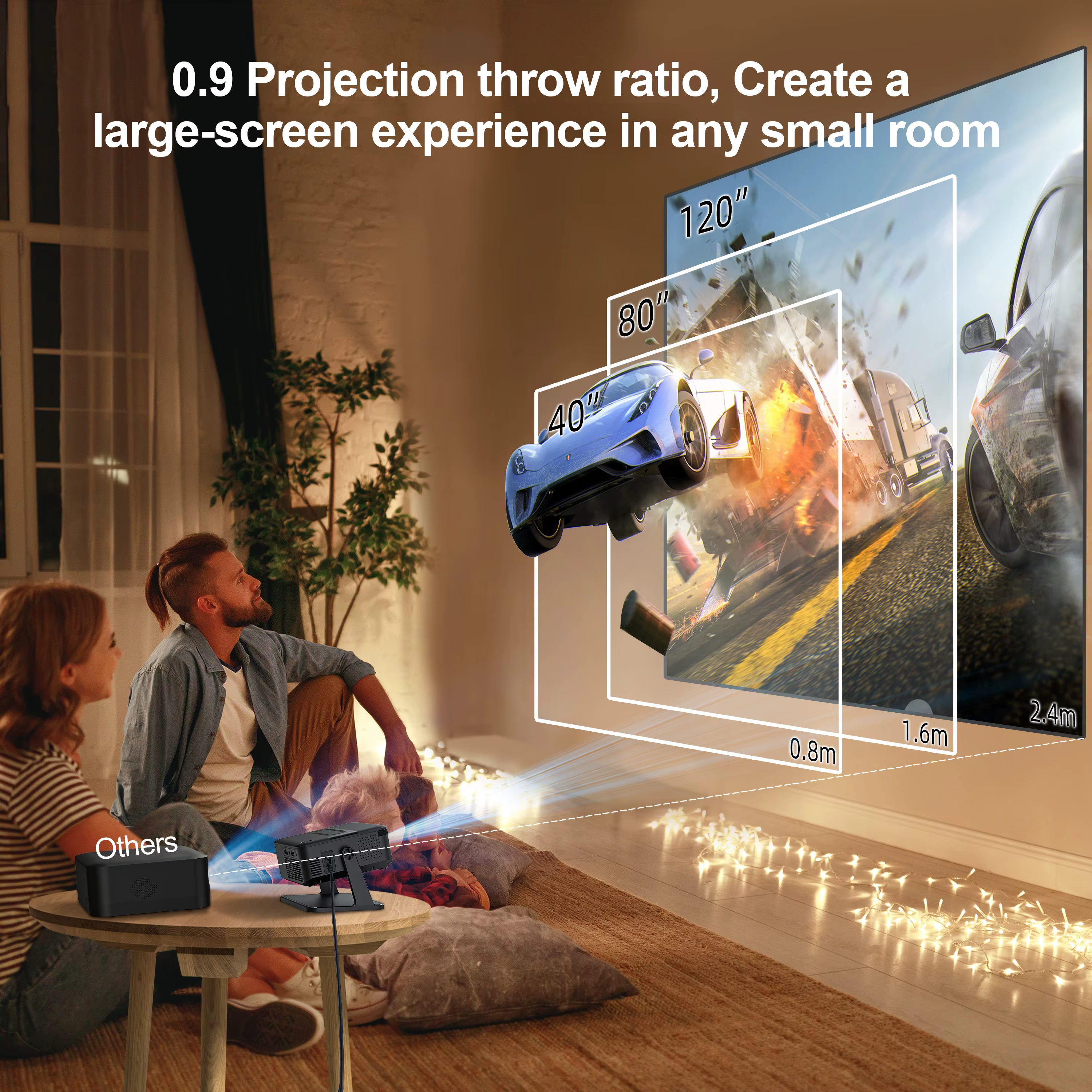 WWT-BL15 Mini Video Projector New Automatic Bracket Android 11 Portable with Wifi6 and Bt5.2 200Inch Outdoor 1080P — image 4