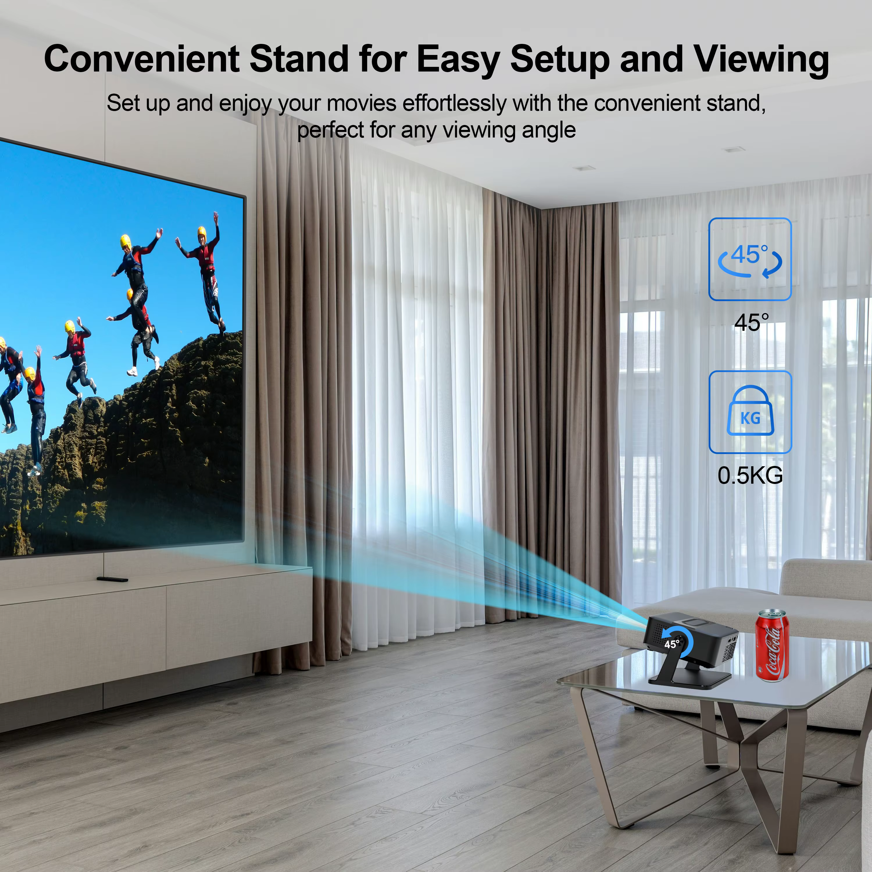 WWT-BL15 Mini Video Projector New Automatic Bracket Android 11 Portable with Wifi6 and Bt5.2 200Inch Outdoor 1080P — image 6