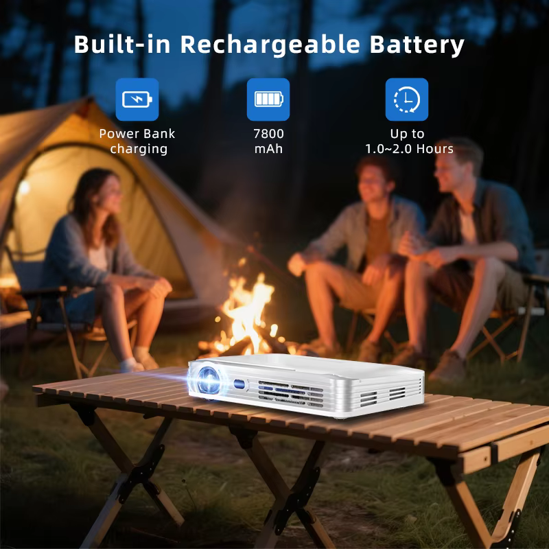WOWOTO T10 2025 New Upgraded 5000Lumens Mini Portable Projector for Outdoor Rechargeable 32G Adjustable Stand Android 9.0 OS — image 3