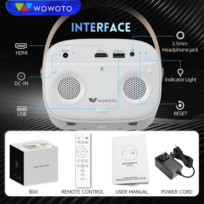 Mini DLP 1080P Smart Android 9.0 Projector Wifi BT Mobile Phone Projector for Home Theater Meeting 3D 4K Video Beam Projector — image 6