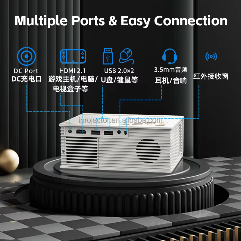Portable High-Definition Mini Projector 5GHz WiFi 1500 Lumens Android OS HIFI Stereo 4K 720P Home Theater — image 2