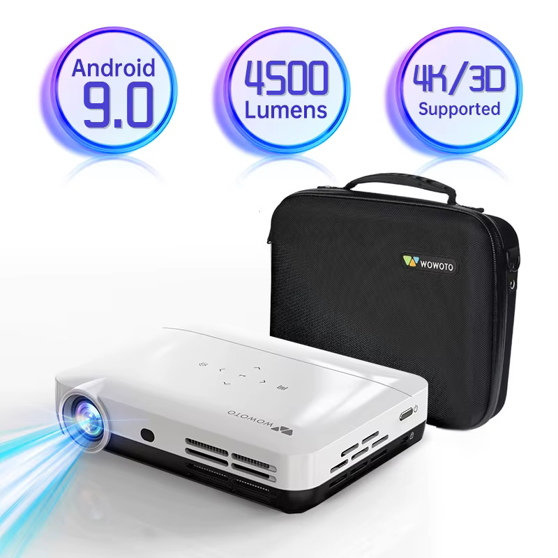 WOWOTO H10S 4K 4500 Lumens Portable Projector WIFI BT Android 9 2G RAM Home Theatre System Mini Video Beam Pico Smart — image 2