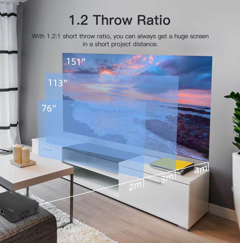 WOWOTO H10S 4K 4500 Lumens Portable Projector WIFI BT Android 9 2G RAM Home Theatre System Mini Video Beam Pico Smart — image 6