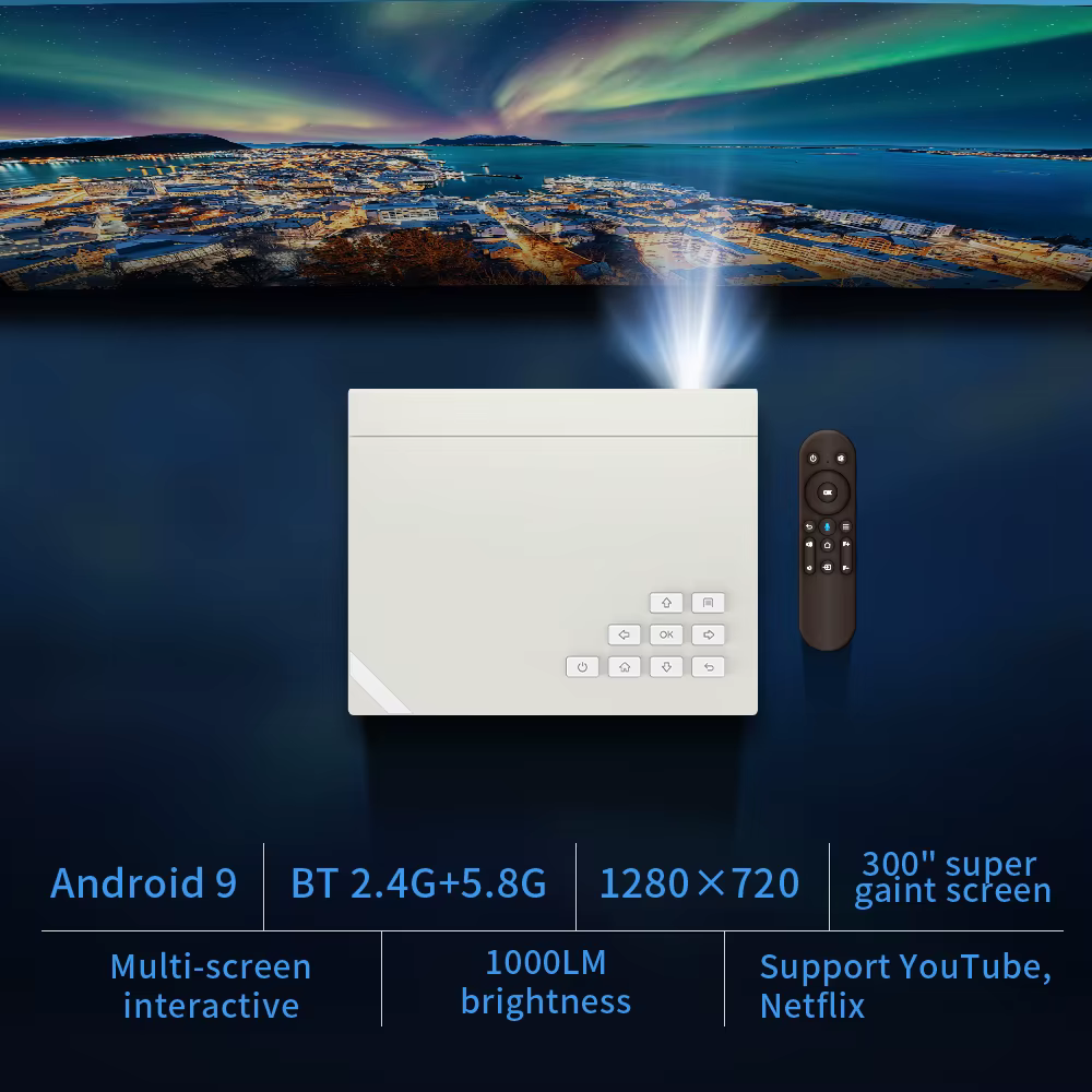 Mini Projector for Phone Smart Home Theater Android 9.0 OS WIFI BT Full HD 1080P LED Projector Mobile — image 2