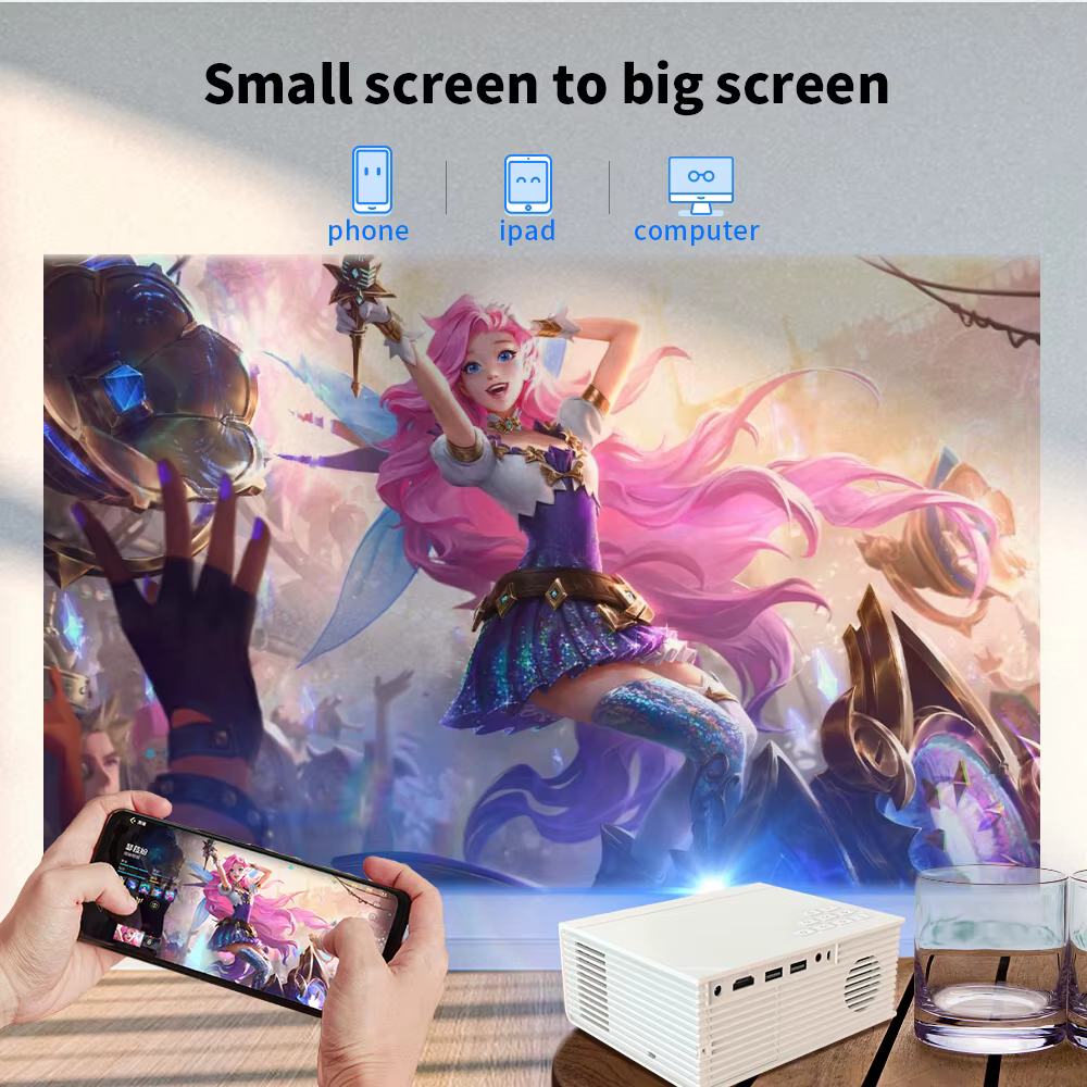 Mini Projector for Phone Smart Home Theater Android 9.0 OS WIFI BT Full HD 1080P LED Projector Mobile — image 6