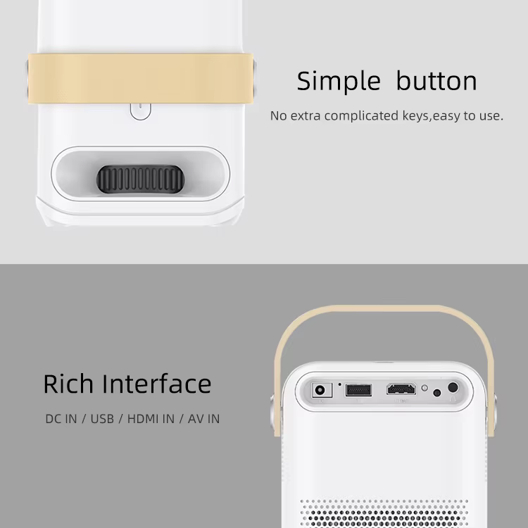 WOWOTO V1 Closed Engine Portable LED LCD Projector 1GB RAM 8GB ROM 4K 2.4G+5G Wifi Android 9.0 OS 1800 ANSI Lumen — image 4