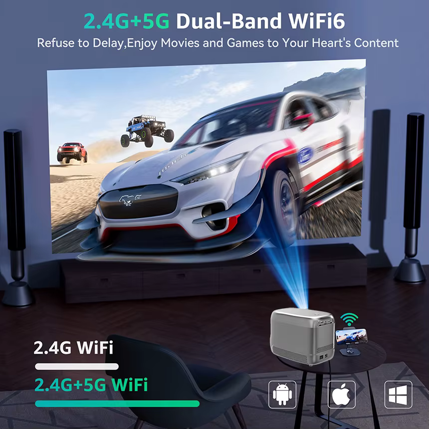Portable Rechargeable HD Projector with 3H Battery for Outdoor Movie Home Theater Wireless Rechargeable Mini Projector — image 2