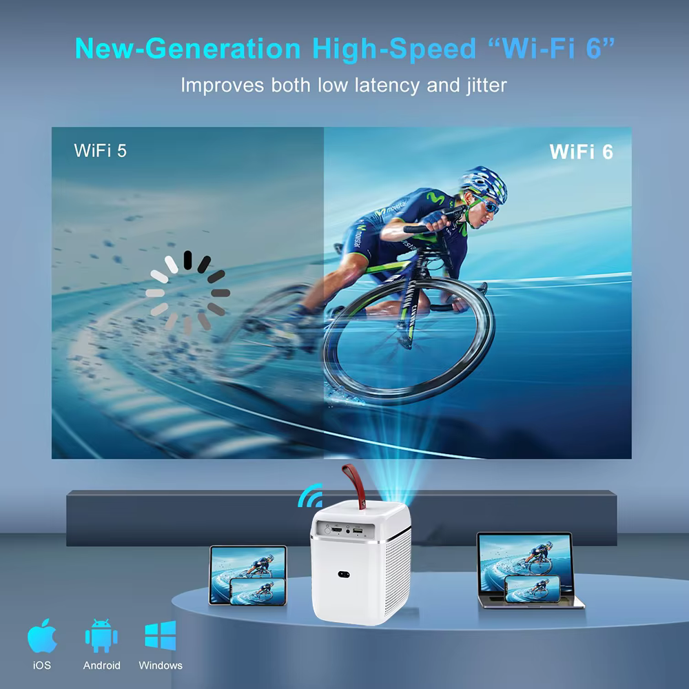 Tripsky Mini Projector Electric Focus Android 11.0 Projector with WiFi Bluetooth Hone Cinema Smart Projector — image 3