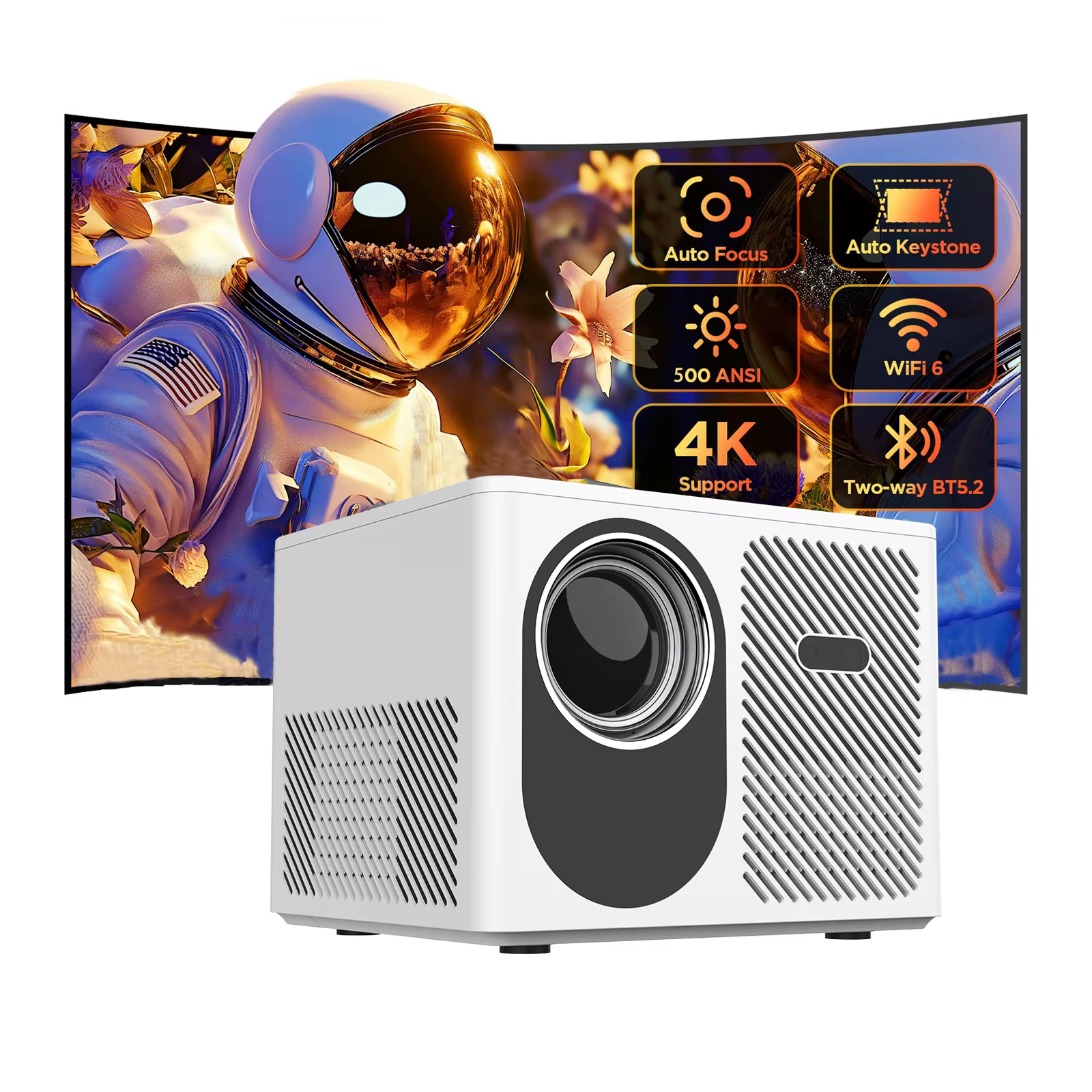 Smart Projector Portable 2024 1920 X 1080p Android 11 Projector Projector 4k Android Smart bluetooth Wi-fi Proyector — image 3
