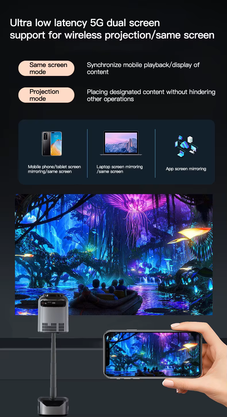 Tripsky TS-1 Home Theater Wifi Projector 240 ANSI Portable Wifi 4K LCD Projector with Stand Full HD Cinema Proyector — image 6