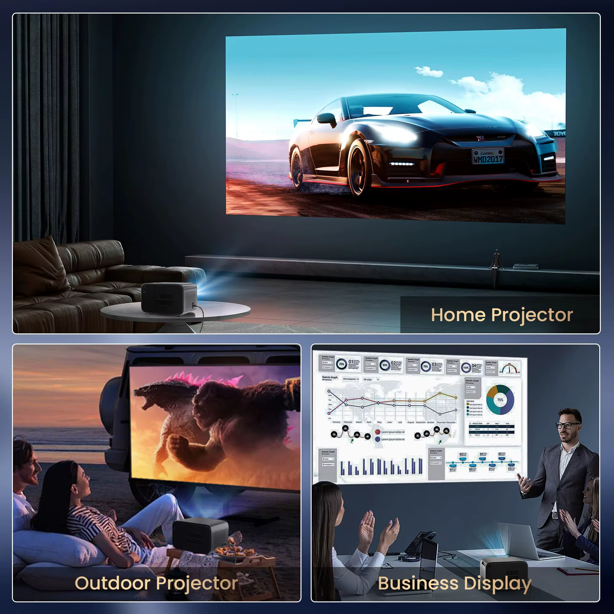 Portable Rechargeable Projector Wireless Streaming Outdoor Movie Projector 30000mAh Battery Long-Lasting Android Projector — image 6