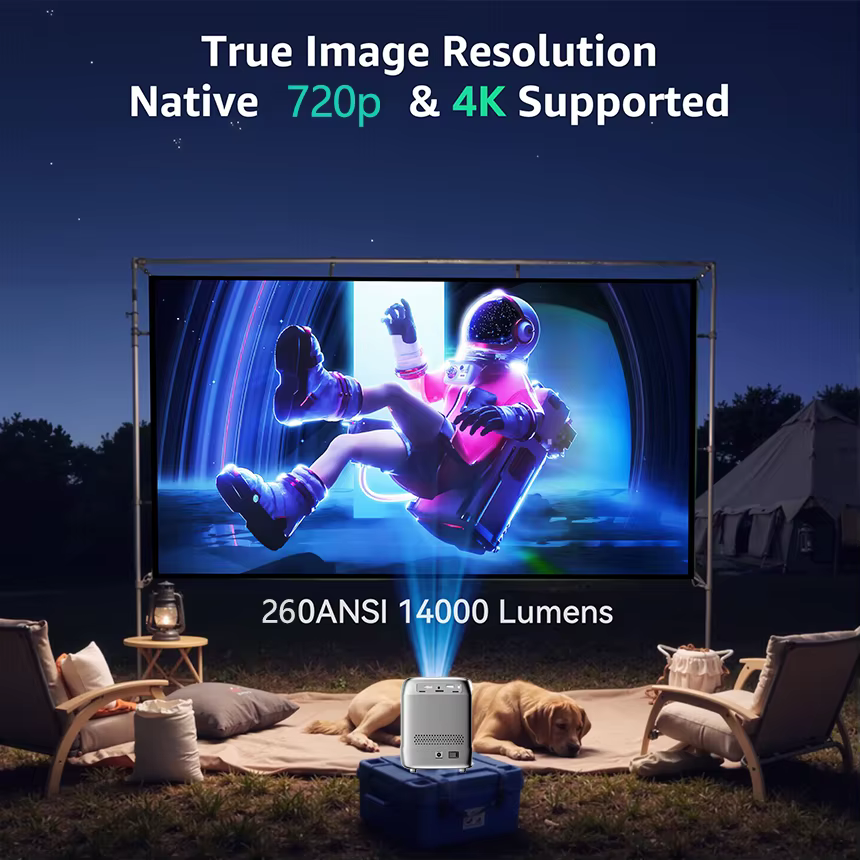 Mini Smart Home Projector Rechargeable Video Outdoor Proyector Android 11 Beamer 4k Hifi Speaker Lcd Smart Portable Projector — image 3