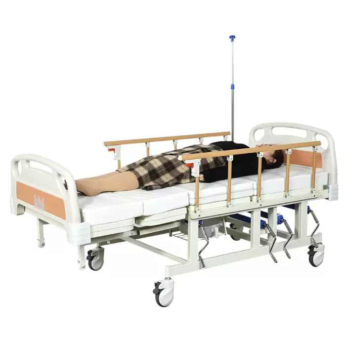 Multi-Function Manual Adjustable Half-Reversible Nursing Home Care Medical Bed with Toilet for Hospitals and Domiciles — image 4