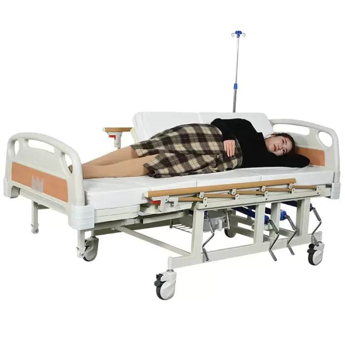 Multi-Function Manual Adjustable Half-Reversible Nursing Home Care Medical Bed with Toilet for Hospitals and Domiciles — image 5