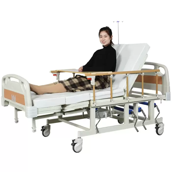 Multi-Function Manual Adjustable Half-Reversible Nursing Home Care Medical Bed with Toilet for Hospitals and Domiciles — image 6