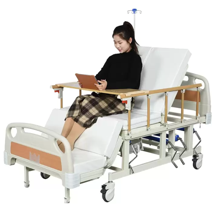 Multi-Function Manual Adjustable Half-Reversible Nursing Home Care Medical Bed with Toilet for Hospitals and Domiciles — image 7