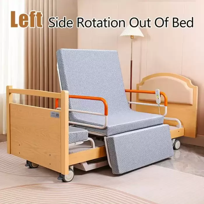 Adjustable Home Patient Care Nursing Bed for Elder Wooden 5 Function Rotating Automatic Electric Medical Hospital Bed — image 4