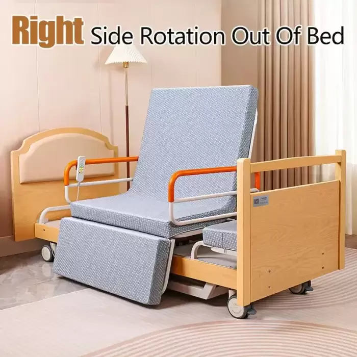 Adjustable Home Patient Care Nursing Bed for Elder Wooden 5 Function Rotating Automatic Electric Medical Hospital Bed — image 5