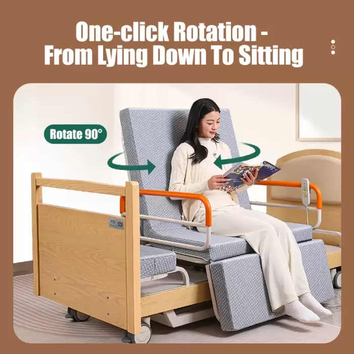 Luxury Electric Multifunctional Home Care Nursing Bed Rotating Design for Elderly Disable People for Home Hospital Use — image 5