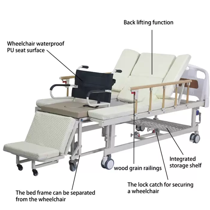 Manual Metal Hospital Bed for Home Care with 1 Year Warranty Durable Comfortable Nursing Patient Bed — image 7