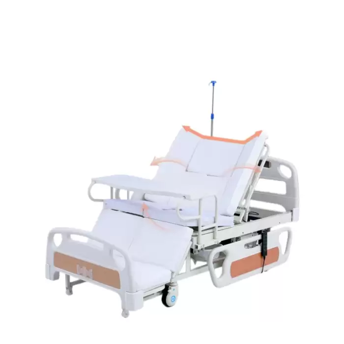 Deluxe Multifunctional Electric Medical Bed With Toilet Dining Table and Large ABS Guardrail Hospital Care for Patient — image 3