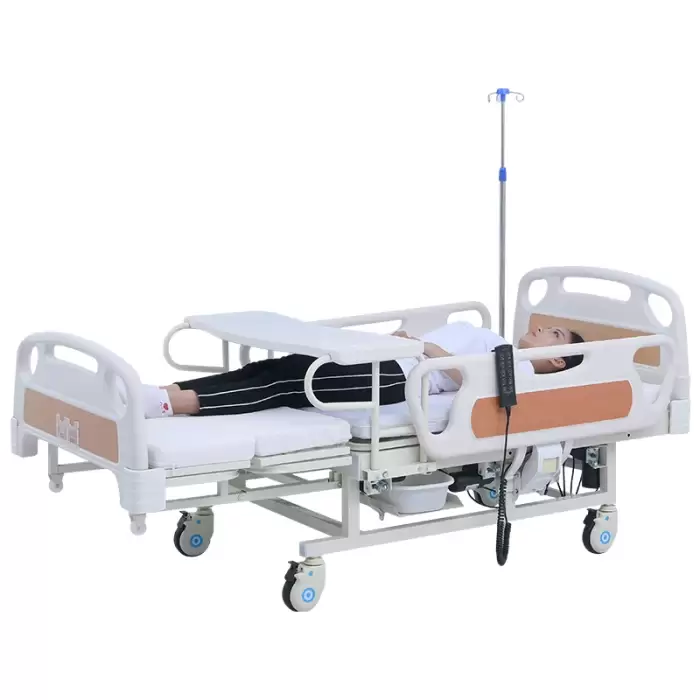 Deluxe Multifunctional Electric Medical Bed With Toilet Dining Table and Large ABS Guardrail Hospital Care for Patient — image 4