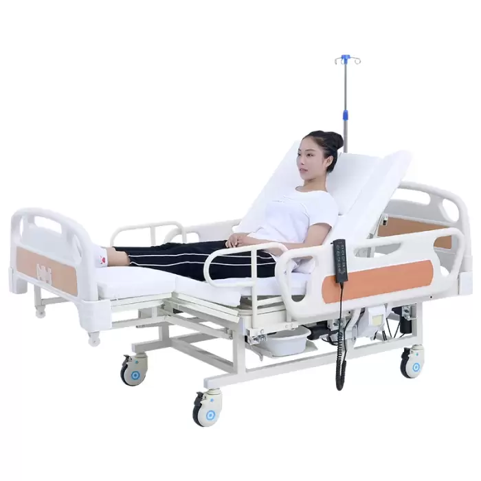 Deluxe Multifunctional Electric Medical Bed With Toilet Dining Table and Large ABS Guardrail Hospital Care for Patient — image 6