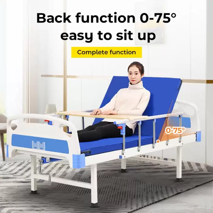 Manual 1 Crank Function Medical Equipment Nursing Bed Adjustable Backrest for Patient Hospital Bed Elderly Home Care With Toilet — image 4