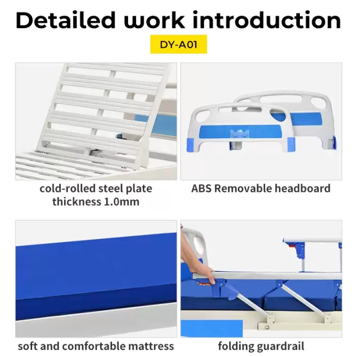 Manual 1 Crank Function Medical Equipment Nursing Bed Adjustable Backrest for Patient Hospital Bed Elderly Home Care With Toilet — image 5
