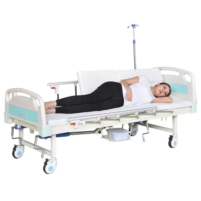 Multifunctional Turn-over Medical Nursing Bed Manual Nursing Bed 3 Cranks Hospital Bed With Toilet or Commode for Home Use — image 3