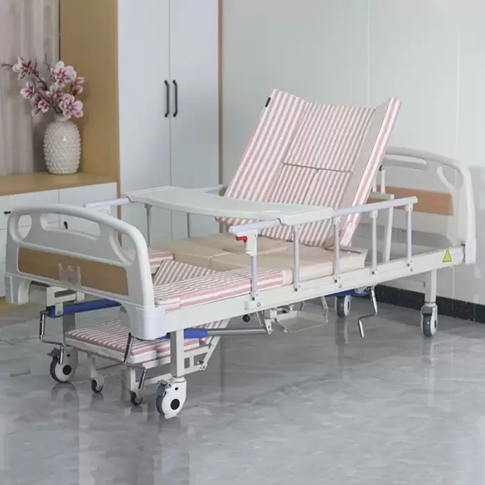Multifunctional Turn-over Medical Nursing Bed Manual Nursing Bed 3 Cranks Hospital Bed With Toilet or Commode for Home Use — image 5