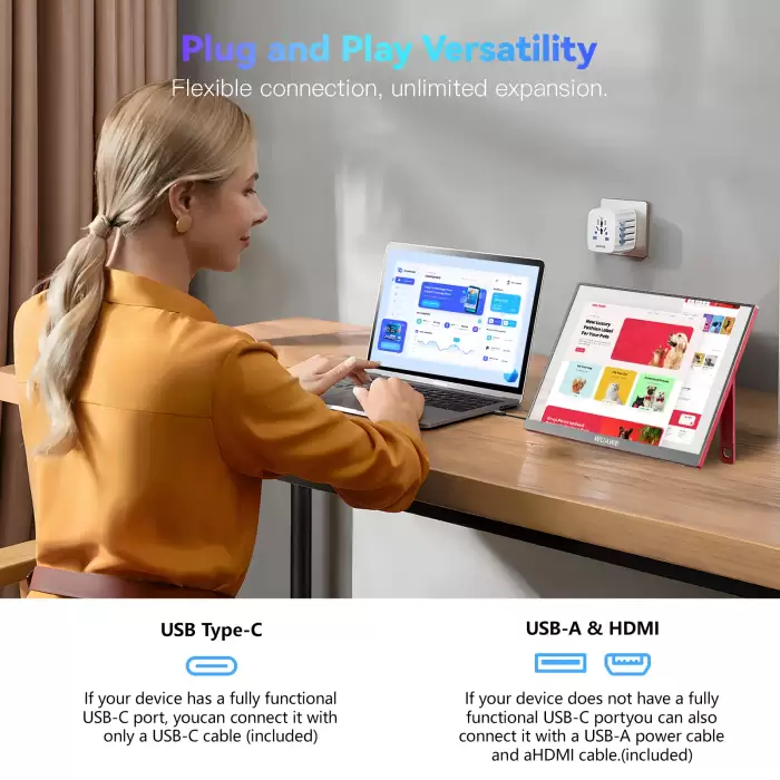 16 inch 120hz Portable Gaming Monitor for Laptop,WUAWE 1200P Colorful LCD FHD Computer External Second Screen — image 5