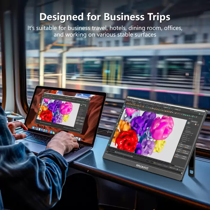 Portable Monitor 16" 1920x1200P 60HZ16:10 IPS Travel Monitor for Laptop with Built-in Stand,USB-C HDMI External Portable Monitor — image 3