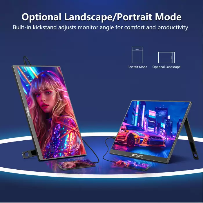 Portable Monitor 16" 1920x1200P 60HZ16:10 IPS Travel Monitor for Laptop with Built-in Stand,USB-C HDMI External Portable Monitor — image 5
