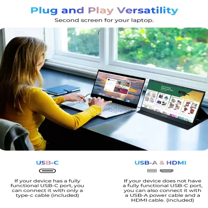 WUAWE 15.6 inch Portable Monitor for Laptop,16:9 1080P 60HZ Gaming IPS Display LCD FHD External Second Computer Screen for Phone — image 6