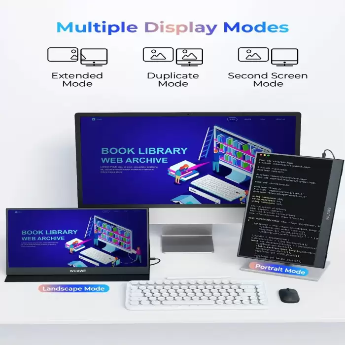 WUAWE 15.6 inch Portable Monitor for Laptop,16:9 1080P 60HZ Gaming IPS Display LCD FHD External Second Computer Screen for Phone — image 7