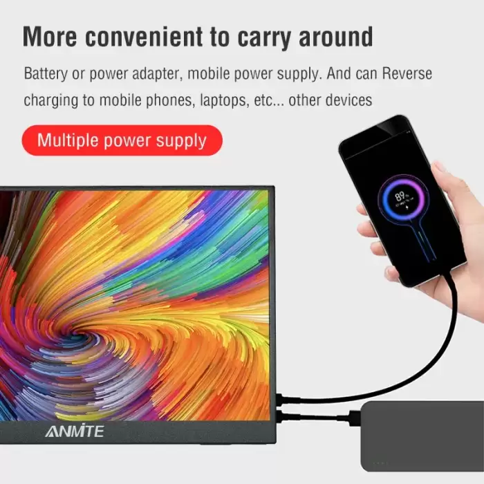 Anmite 14 Inch Wireless Projection Monitor Automatic rotation Portable Display for Laptop, Mac and Phone WiFi Projection — image 4