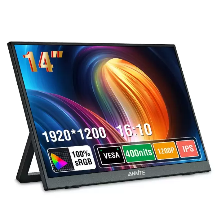 Anmite 14 Inch Touch Screen Portable Monitor Non-touch optional 16:10 400cd/m2 Gaming Display For XBox PS4/5 Switch Loptop — image 2