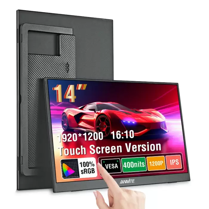 Anmite 14 Inch Touch Screen Portable Monitor Non-touch optional 16:10 400cd/m2 Gaming Display For XBox PS4/5 Switch Loptop — image 3